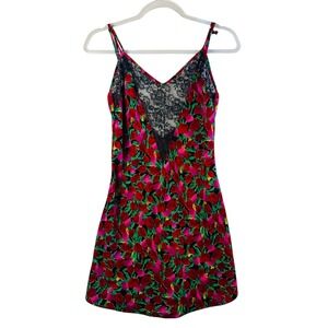 Victoria's Secret Vtg Gold Tag Floral Lace Slip Chemise Dress Red Pink Womens‎ S